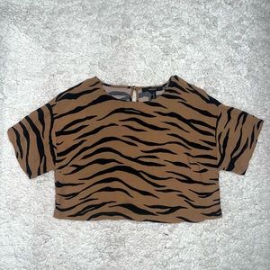 Forever 21 Zebra Print Chiffon Crop Top